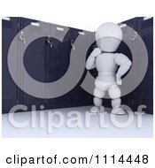 Poster, Art Print Of 3d White Character Thinking By His School Locker