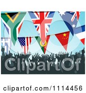 Poster, Art Print Of Silhouetted Crowd Cheering Under Bunting Flags