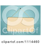 Poster, Art Print Of 3d Blank Sign Hanging Against A Blue Wall