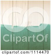 Clipart 3d White Wood Boards Painted Partially In Green Royalty Free Vector Illustration by elaineitalia
