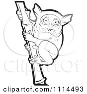 Clipart Outlined Tarsier On Bamboo 1 Royalty Free Vector Illustration
