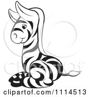 Clipart Cute Black And White Baby Zebra Resting Royalty Free Vector Illustration