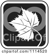 Poster, Art Print Of Black And White Grape Leaf Icon Button