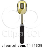 Clipart Gold And Black Slotted Spatula Royalty Free Vector Illustration