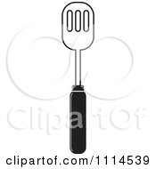 Clipart Black And White Slotted Spatula Royalty Free Vector Illustration by Lal Perera