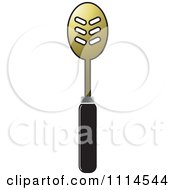 Clipart Gold And Black Slotted Spoon Royalty Free Vector Illustration