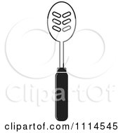 Clipart Black And White Slotted Spoon Royalty Free Vector Illustration by Lal Perera