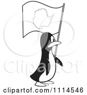 Clipart Black And White Penguin In Profile With An Antarctica Flag Royalty Free Vector Illustration by Lal Perera