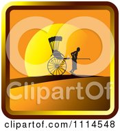 Silhouetted Man Pulling A Human Rickshaw At Sunset Icon