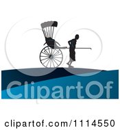 Poster, Art Print Of Silhouetted Man Pulling A Human Rickshaw