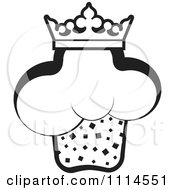 Clipart Crowned Black And White Ice Cream Cone Royalty Free Vector Illustration