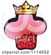 Clipart Crowned Strawberry Ice Cream Cone Royalty Free Vector Illustration