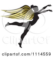 Poster, Art Print Of Silhouetted Woman With Golden Wings 2