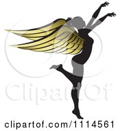 Poster, Art Print Of Silhouetted Woman With Golden Wings 1