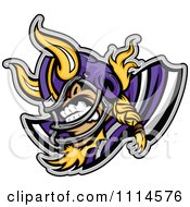 Clipart Competitive Viking Football Player Mascot Royalty Free Vector Illustration by Chromaco