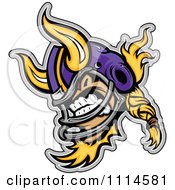 Clipart Aggressive Viking Football Player Mascot Royalty Free Vector Illustration by Chromaco
