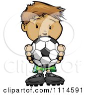 Cute Boy Holding A Soccer Ball