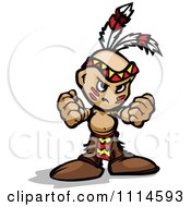 Tough Native American Brave Boy Holding Out His Fists