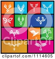Set Of Colorful Square Butterfly And Bird Metro Style Icons