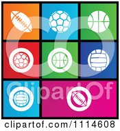 Poster, Art Print Of Set Of Colorful Square Sports Ball Metro Style Icons