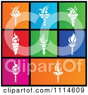 Clipart Set Of Colorful Square Torch Metro Style Icons Royalty Free Vector Illustration by cidepix