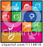 Set Of Colorful Square Food Metro Style Icons