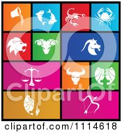 Poster, Art Print Of Set Of Colorful Square Horoscope Metro Style Icons