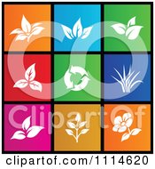 Set Of Colorful Square Leaf And Flower Metro Style Icons