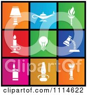 Poster, Art Print Of Set Of Colorful Square Light Metro Style Icons