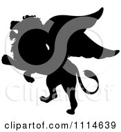 Black Silhouetted Winged Lion Rearing