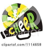 Poster, Art Print Of Cheerleader Pom Pom And Megaphone In Green And Yellow Tones
