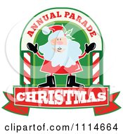 Happy Santa In An Arch With Annual Parade Christmas Text