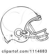Outlined American Football Sports Helmet In Profile