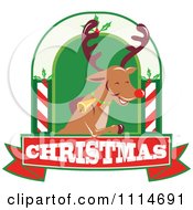 Poster, Art Print Of Christmas Rudolph Reindeer Over A Christmas Banner