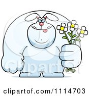 Poster, Art Print Of Buff Rabbit Holding Flowers