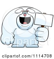 Poster, Art Print Of Buff Rabbit Holding A Sign 2