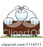 Poster, Art Print Of Buff Rabbit Behind A Wooden Sign