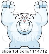 Clipart Excited Buff Rabbit Cheering Royalty Free Vector Illustration