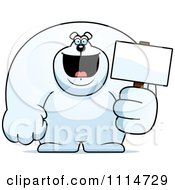 Poster, Art Print Of Buff Polar Bear Holding A Sign 2