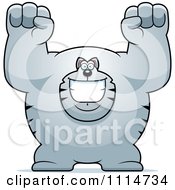 Poster, Art Print Of Excited Buff Gray Cat Cheering