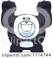 Clipart Excited Buff Panda Cheering Royalty Free Vector Illustration