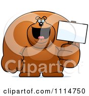 Poster, Art Print Of Buff Bear Holding A Sign 2