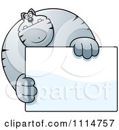 Poster, Art Print Of Buff Gray Cat Holding A Sign 1