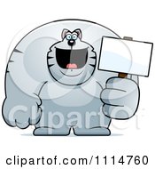 Poster, Art Print Of Buff Gray Cat Holding A Sign 2