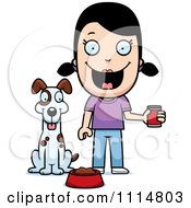 Poster, Art Print Of Happy Girl Feeding Her Dog