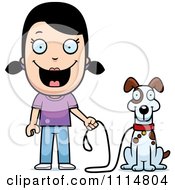 Poster, Art Print Of Happy Girl Ready To Walk Her Dog