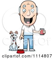Poster, Art Print Of Happy Senior Man Feeding His Dog