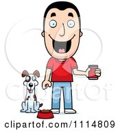 Poster, Art Print Of Happy Man Feeding His Dog