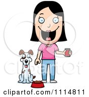 Poster, Art Print Of Happy Woman Feeding Her Dog