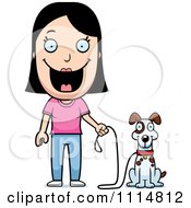 Poster, Art Print Of Happy Woman Ready To Walk Her Dog